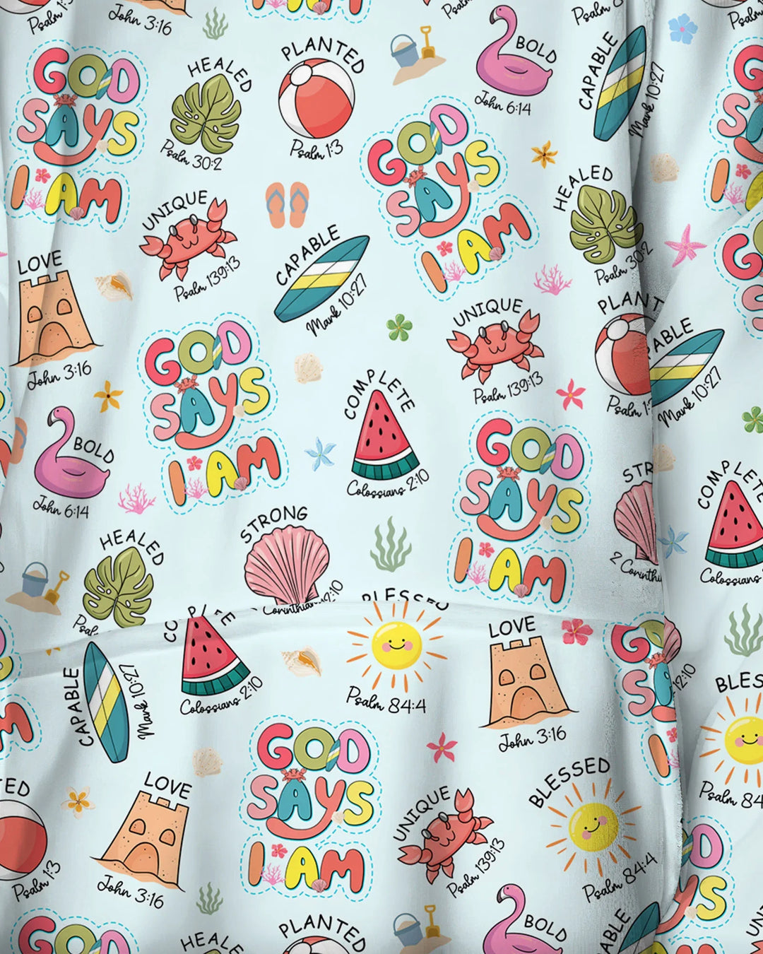 Ocean Breeze, God Says I Am  Wearable Bamboo Blanket Hoodie