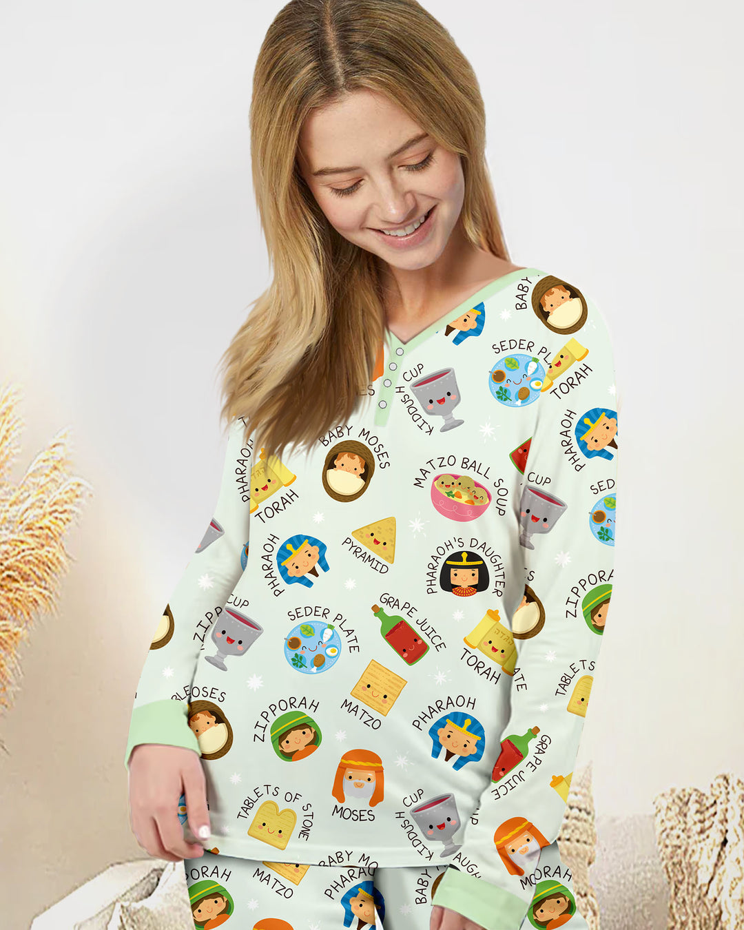 Cute Passover Characters Women Pajama Set