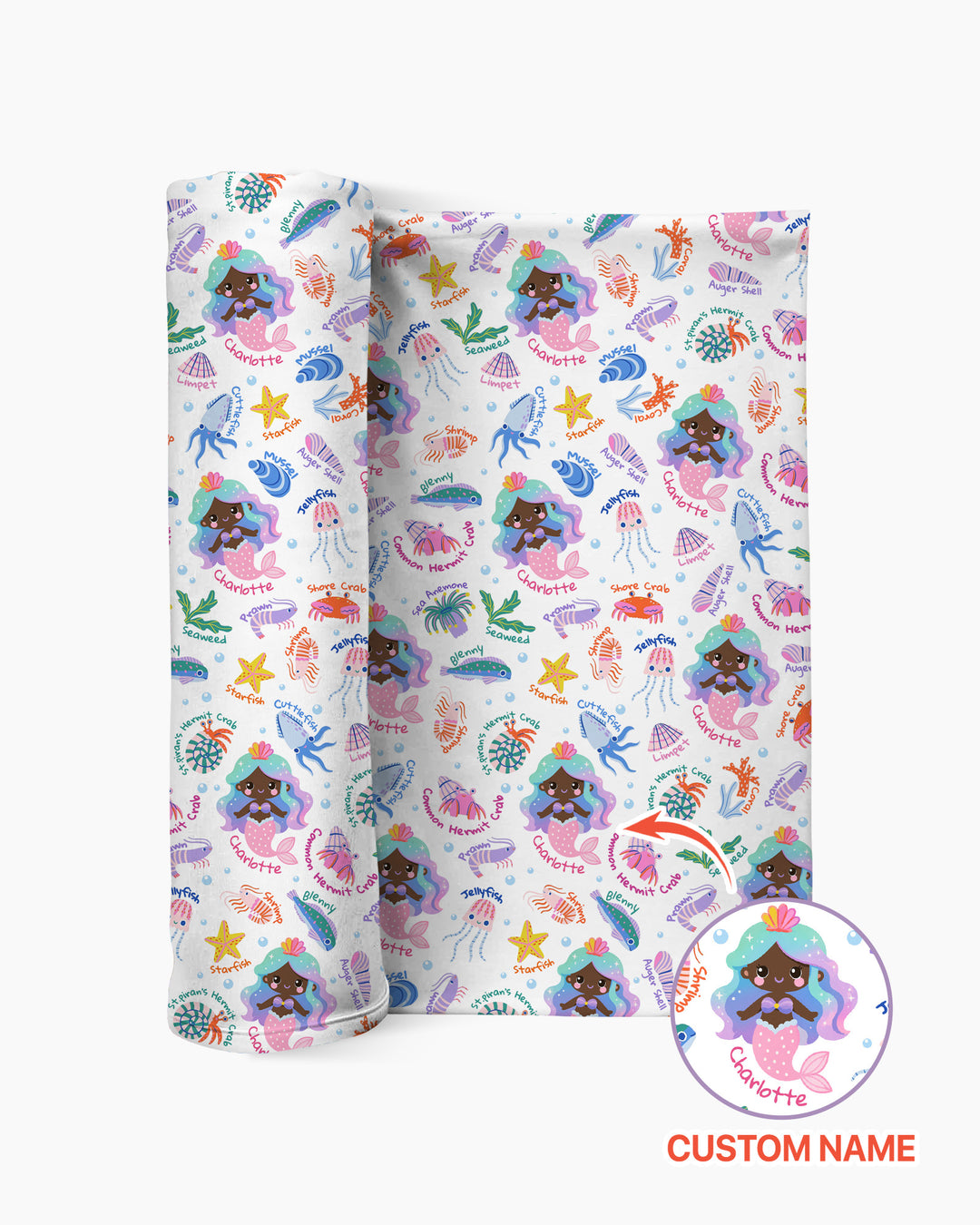 Personalized Cute Mermaid bamboo swaddle blanket