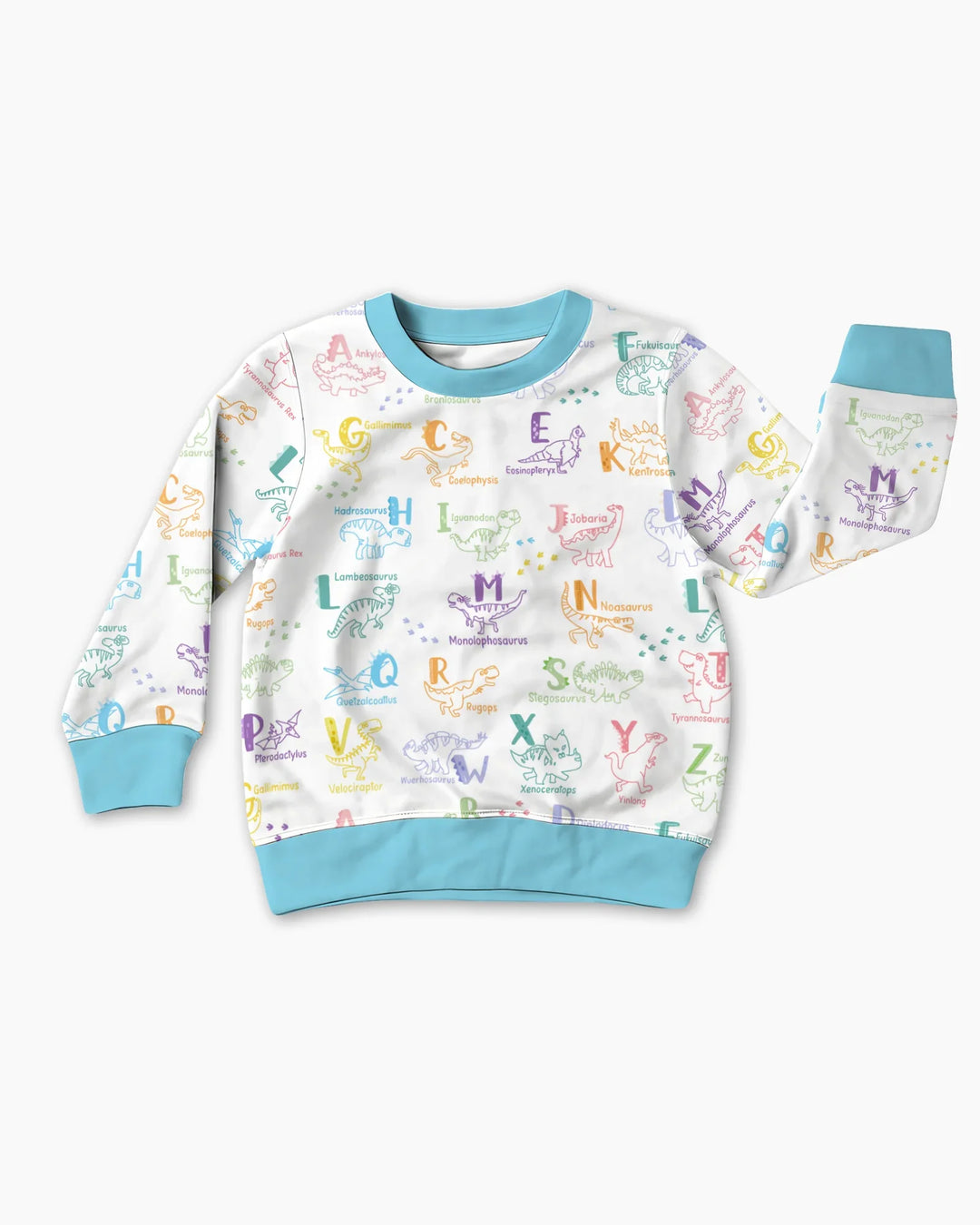 Sudadera con cuello redondo de bambú ABC con alfabeto de dinosaurios