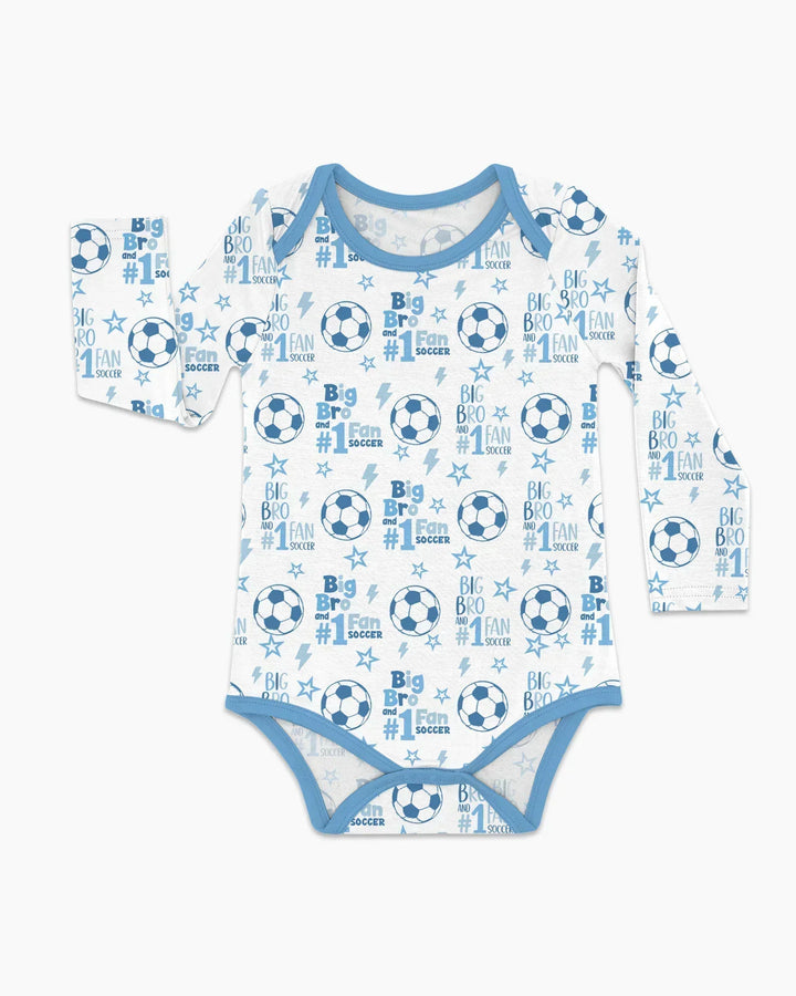 Little Sister and Bro #1 Fan Soccer Bamboo Bodysuit