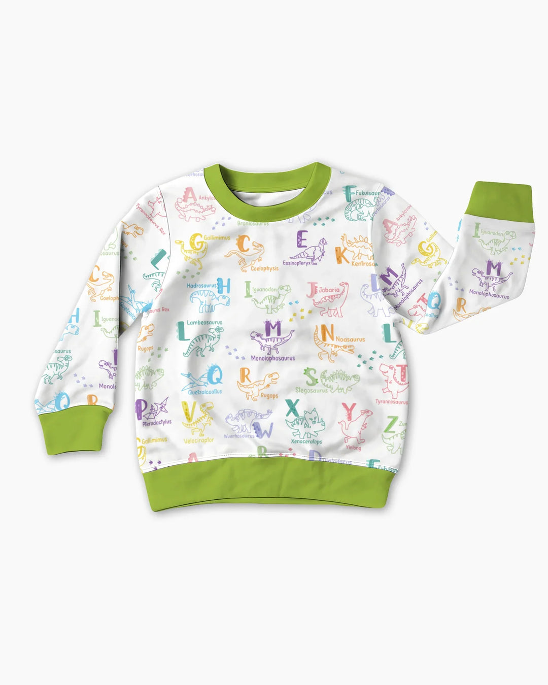 Sudadera con cuello redondo de bambú ABC con alfabeto de dinosaurios