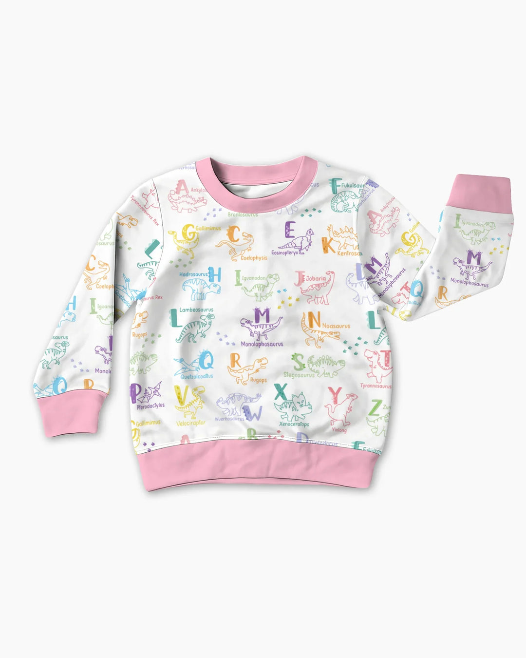 Sudadera con cuello redondo de bambú ABC con alfabeto de dinosaurios