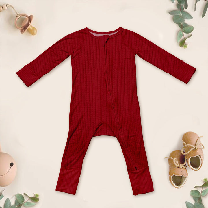 Red Ribbed Bamboo Baby Clothing – Soft and Cozy