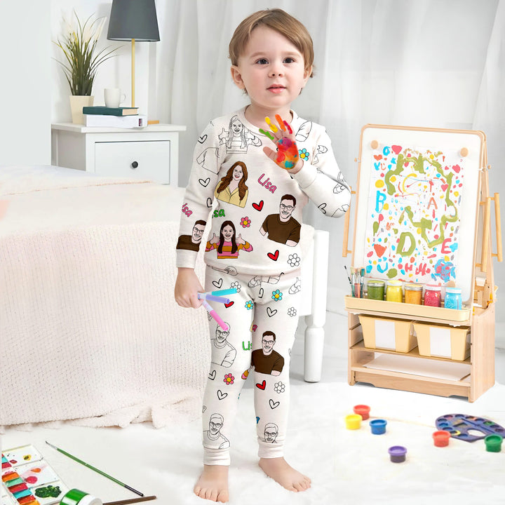 Family Custom Photo Colorable Two Piece Pajama Set