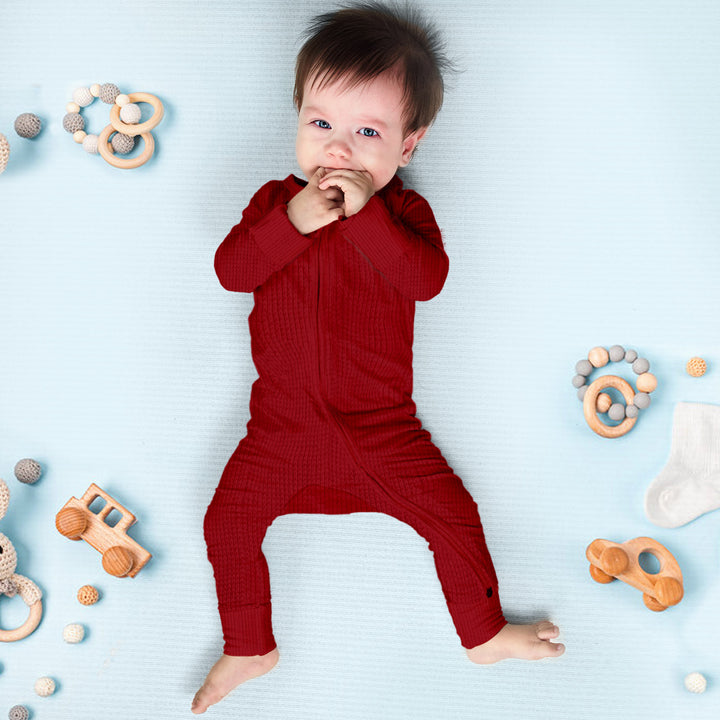 Red Ribbed Bamboo Baby Clothing – Soft and Cozy
