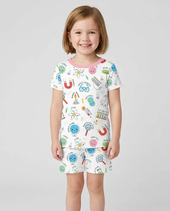 Science Fun Family Matching Bamboo Two Piece Short Sleeve Shorts Pajama Set