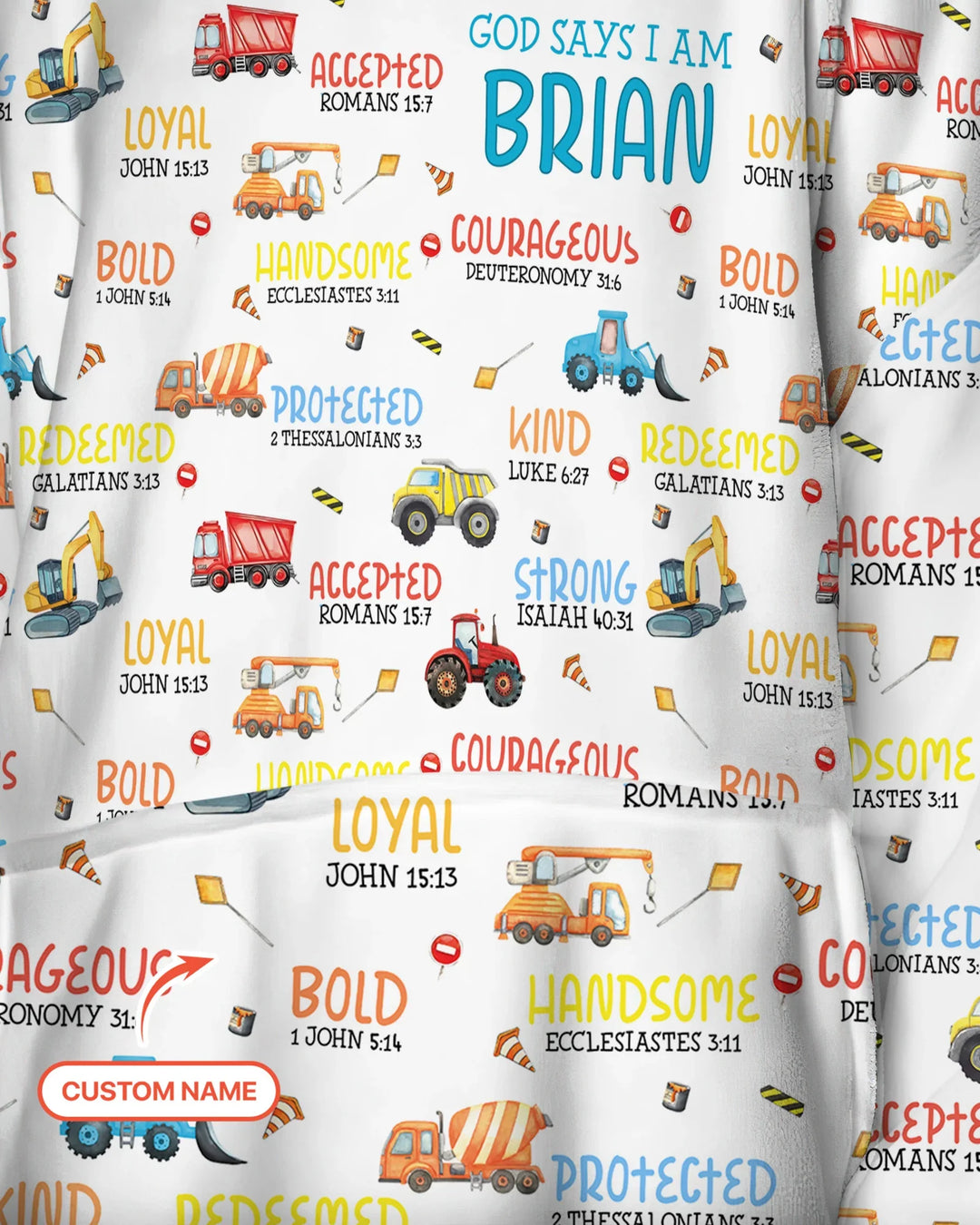 Personalized God Says I Am Little Builder Blanket Hoodie