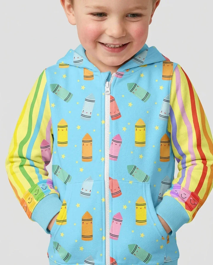 Kapuzenpullover aus Bambus mit hebräischem Alphabet und Reißverschluss