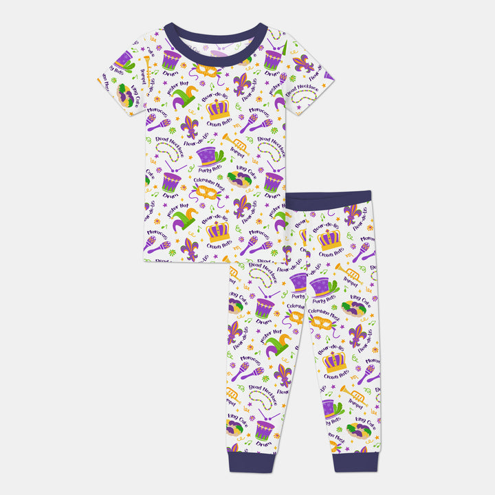 Mardi Gras Family Matching Two Piece Short Sleeve Pajama Set