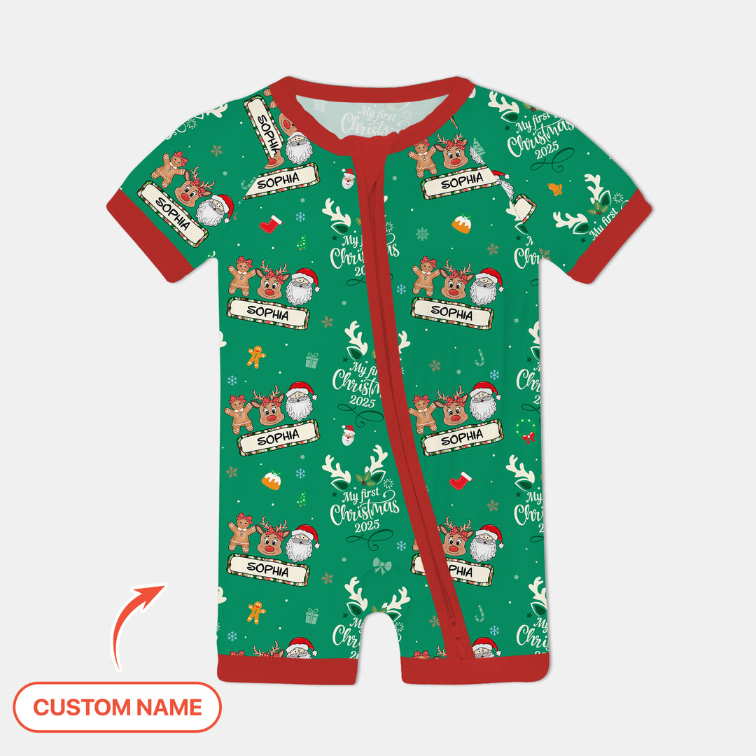 Benutzerdefinierter Name "My Deer First's Christmas" für Mädchen - Shorty Zippy