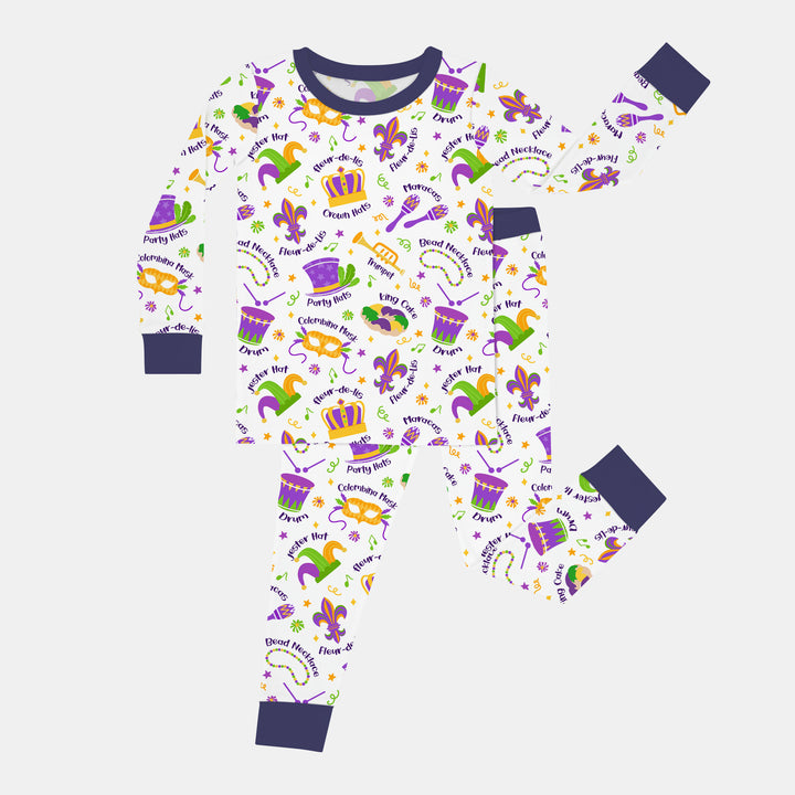 Mardi Gras Family Matching Two Piece Long Sleeve Pajama Set