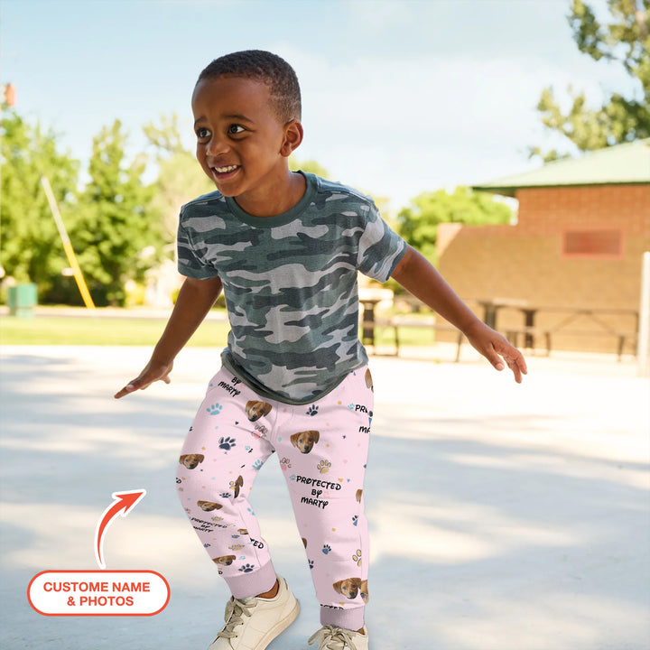 Custom Dog Photo Pattern "Protected By" Jogger