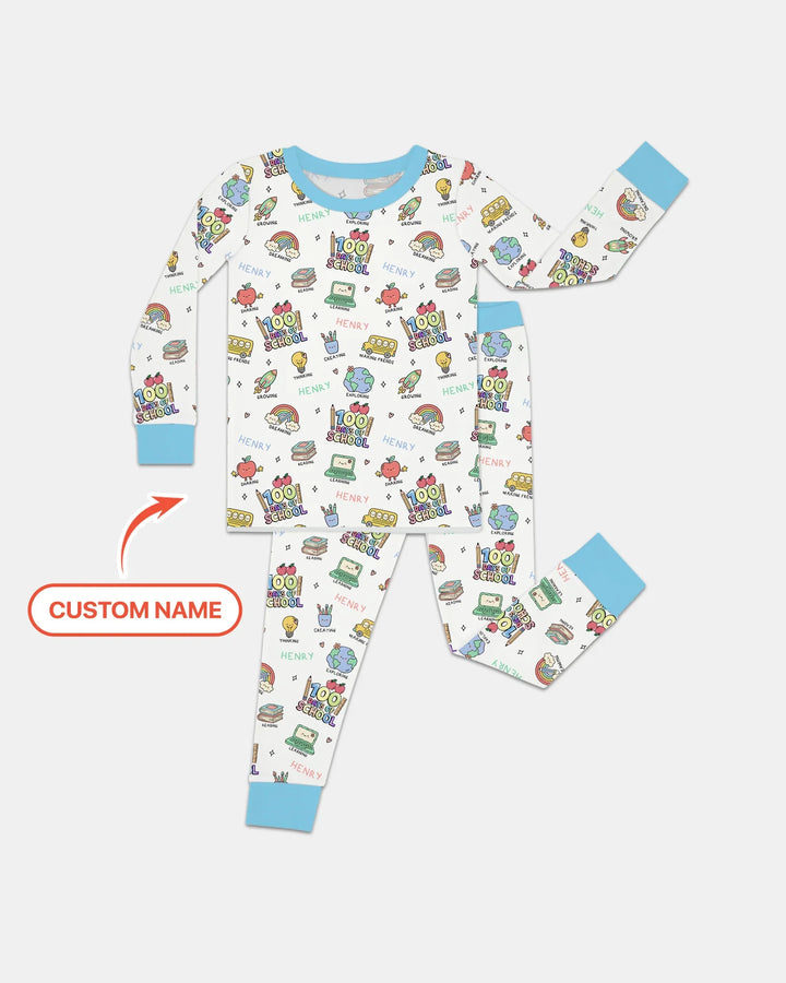 Custom Name Celebration Hundred Days Two Piece Long Sleeve Pajama Set