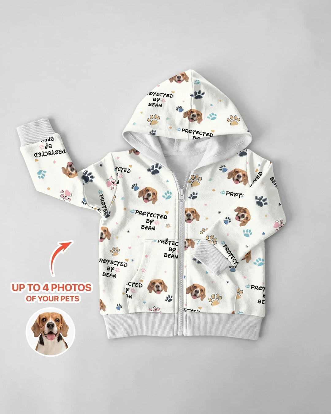 Custom Dog Photo "Protected By" Bamboo Zip Hoodie