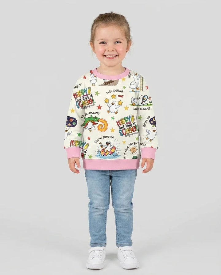 Sudadera de bambú con cuello redondo y el texto "Silly Goose Happy Last Day of School"