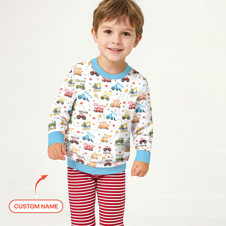 Construction Vehicles Custom Name Crewneck Sweatshirt