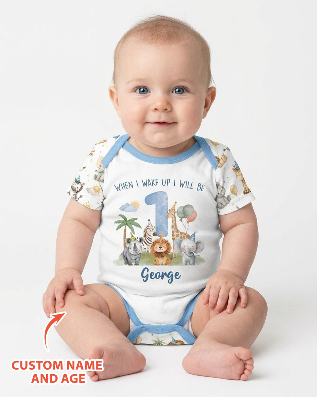Custom Name Safari Animals When I Wake Up I Will Be Birthday Bamboo Bodysuit