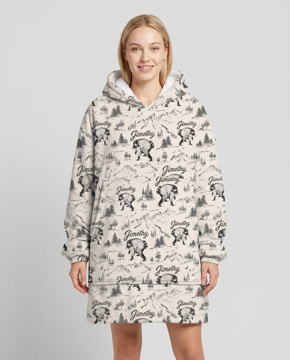 Vintage Jimothy Racoon Family Matching Bamboo Blanket Hoodie