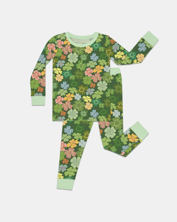 Lucky 4 Leaf Clover Two Piece Long Sleeve Pajama Set
