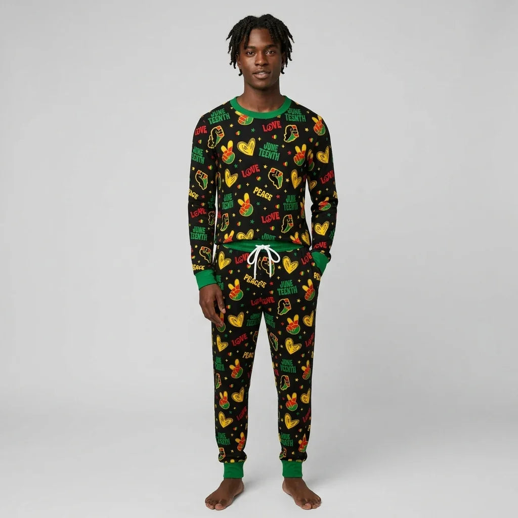 Peace Love Juneteenth Bamboo Men's Pajama Set