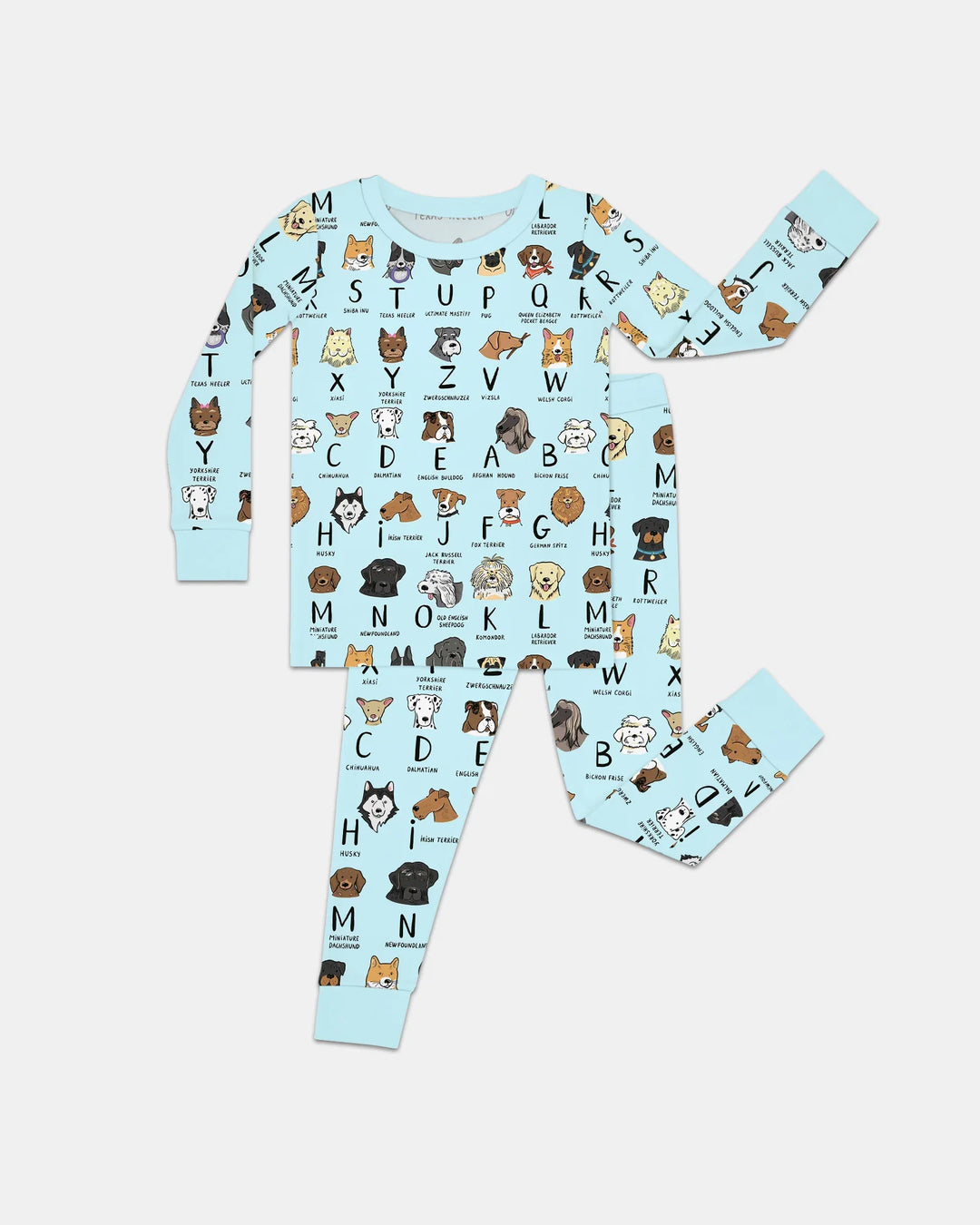 Funny Dogs Alphabet Two Piece Long Sleeve Pajama Set