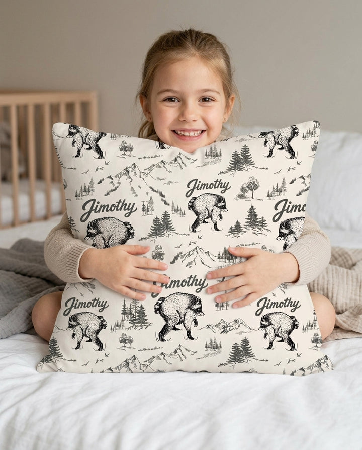 Vintage Jimothy Racoon Family Matching Bamboo Pillow Case