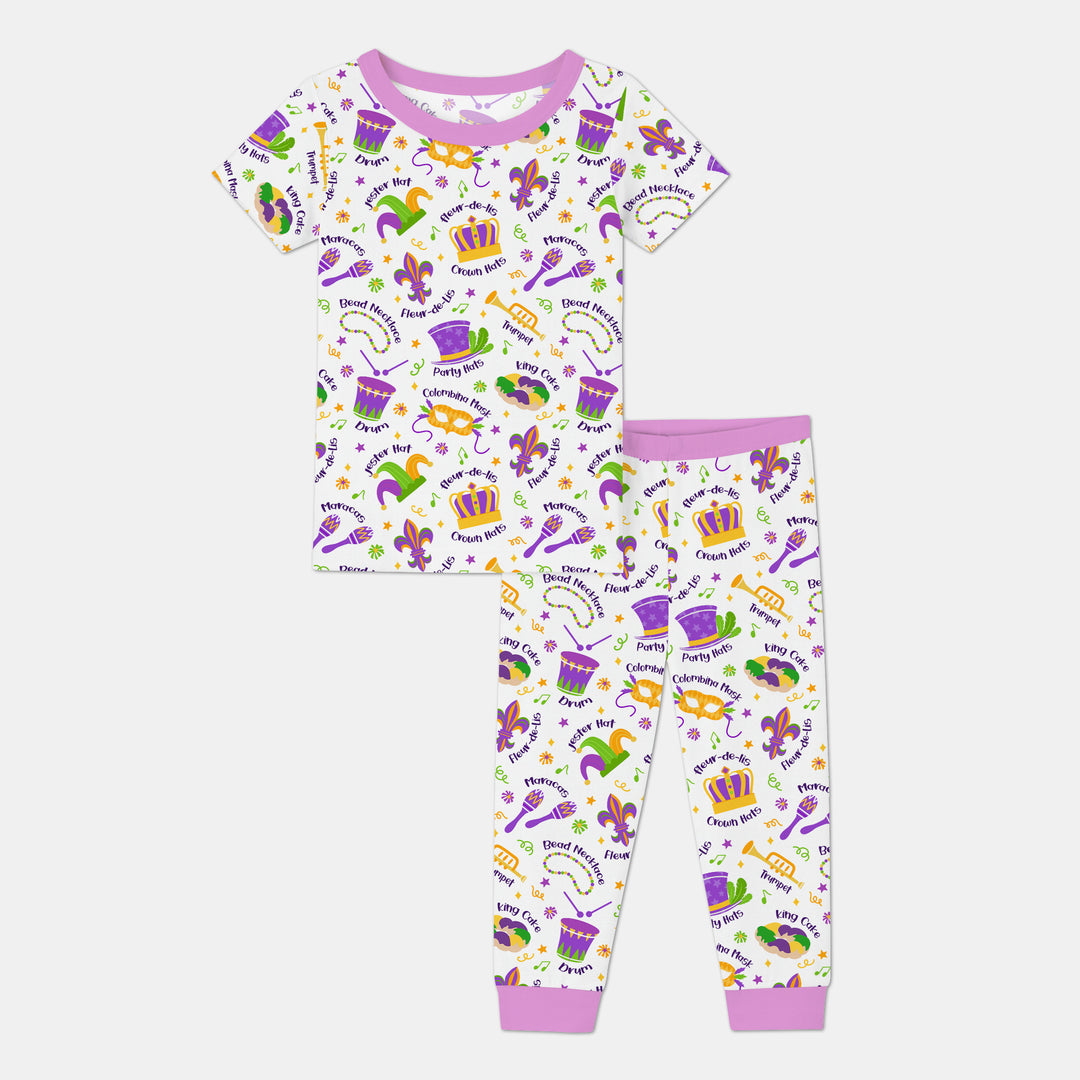 Mardi Gras Family Matching Two Piece Short Sleeve Pajama Set