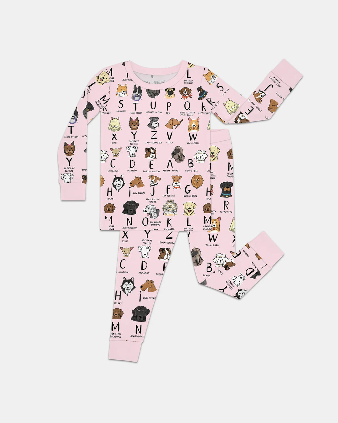 Funny Dogs Alphabet Two Piece Long Sleeve Pajama Set