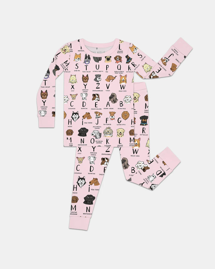 Funny Dogs Alphabet Two Piece Long Sleeve Pajama Set