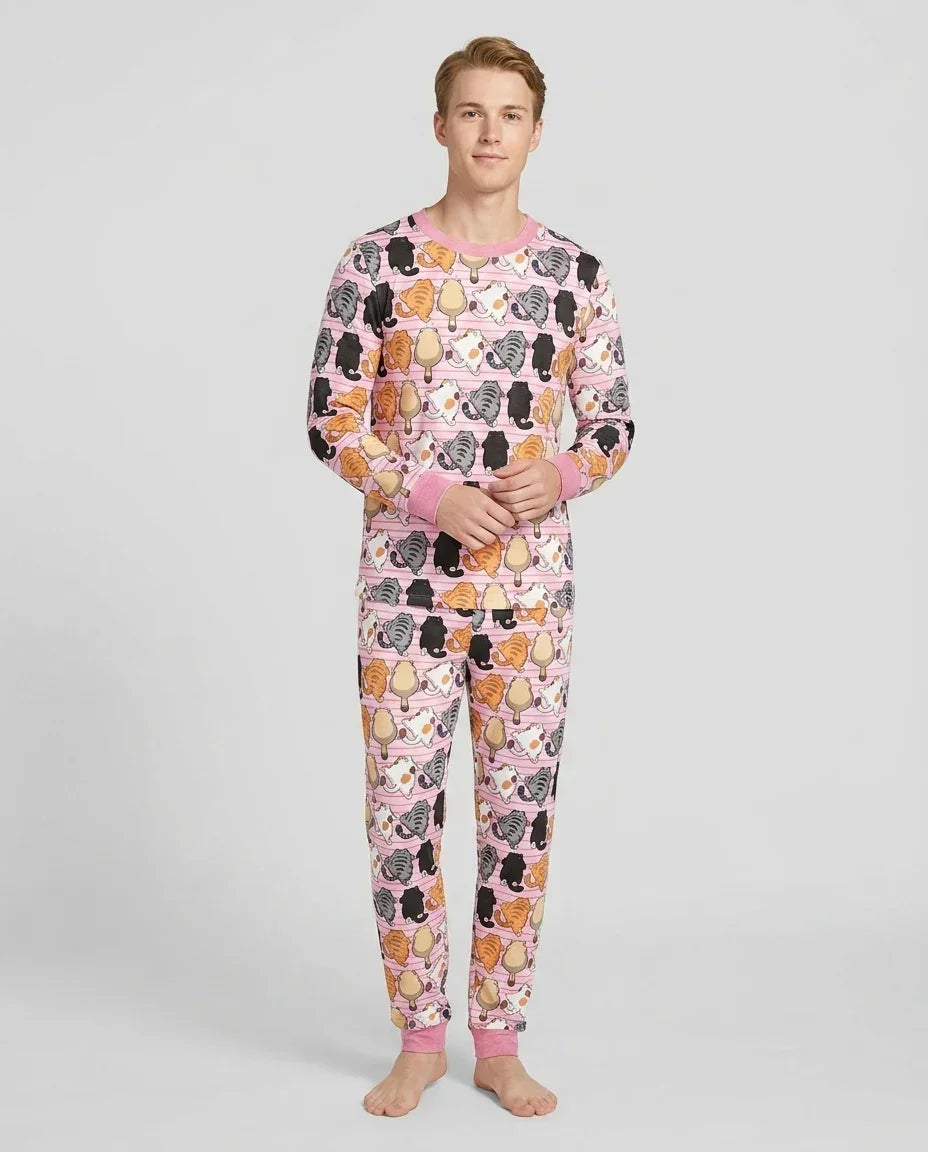 Funny Cat Butts Club Family Matching Bamboo Men's Pajama Set