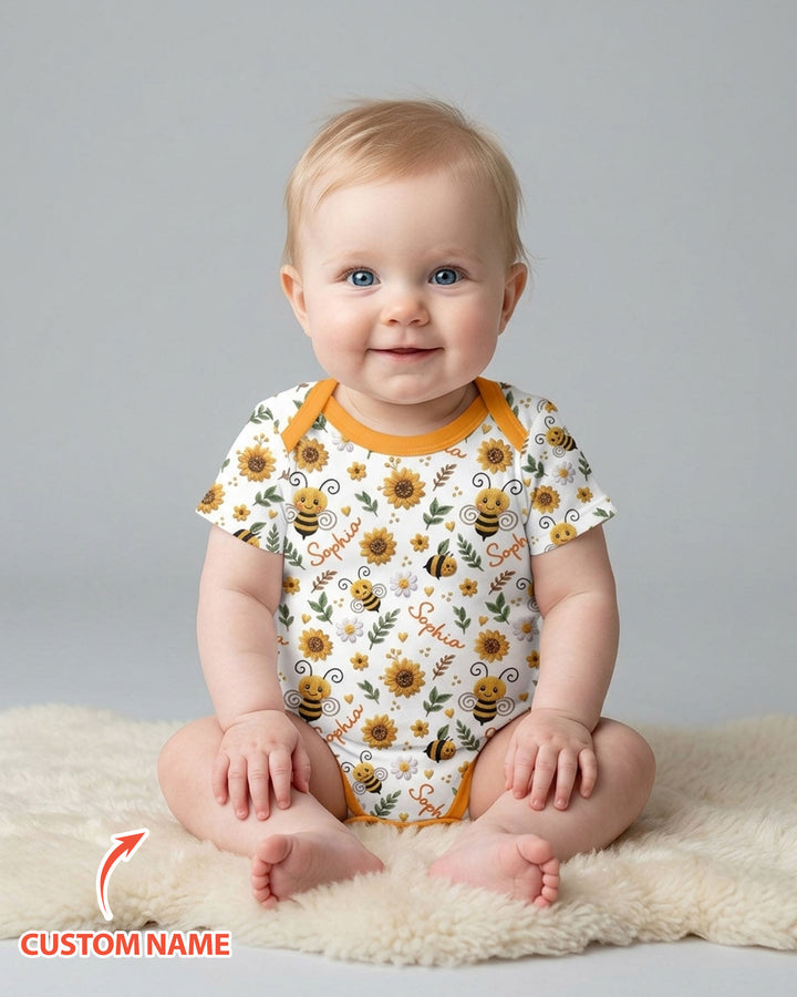 Bee Happy Sunflower Bamboo Bodysuit