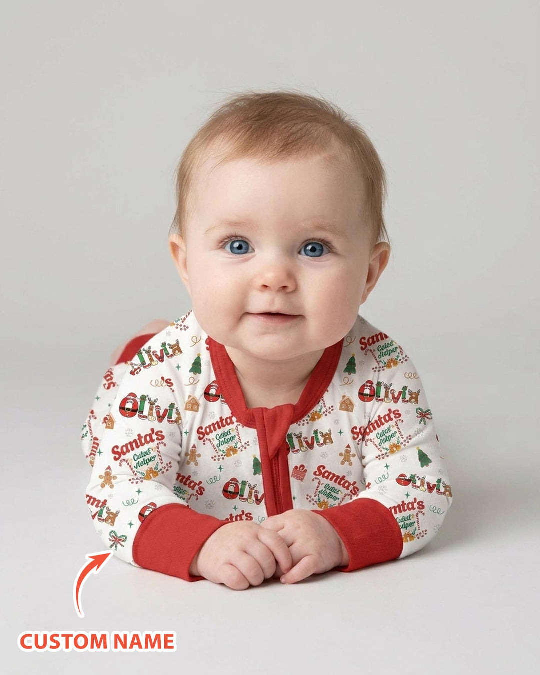 Pijama-mono convertible de bambú "El Pequeño Ayudante de Santa" personalizado