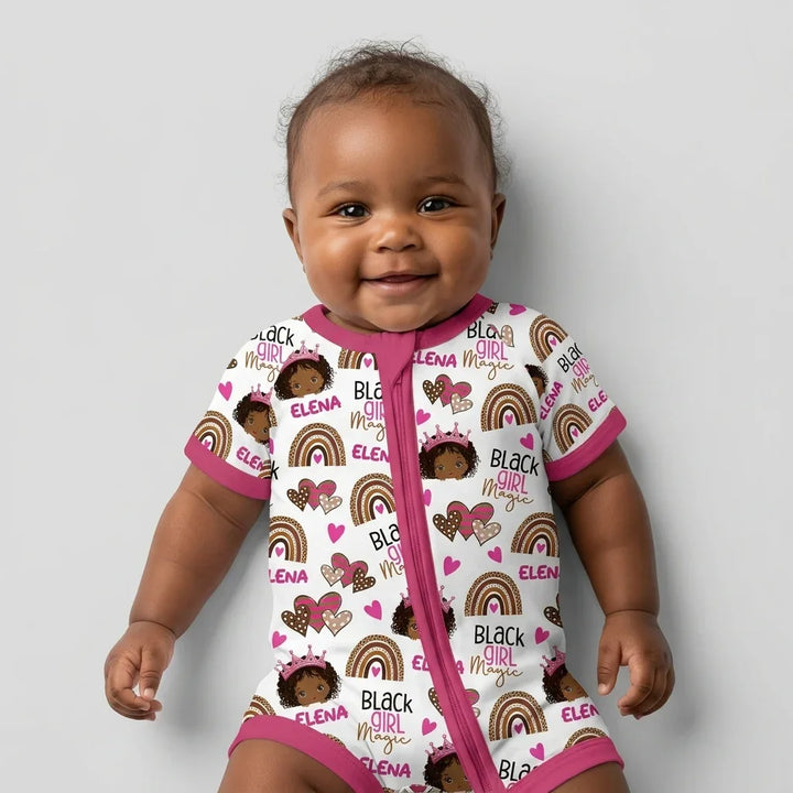 Custom Name Black Girl Magic Bamboo Shorty Zippy