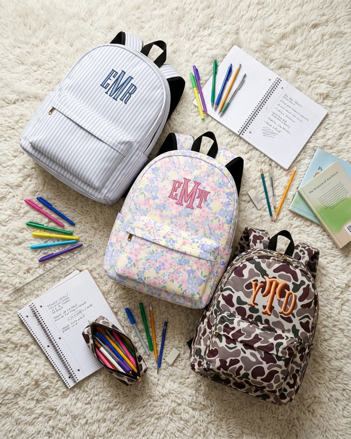 Custom Monogram Text Embroidered Backpack