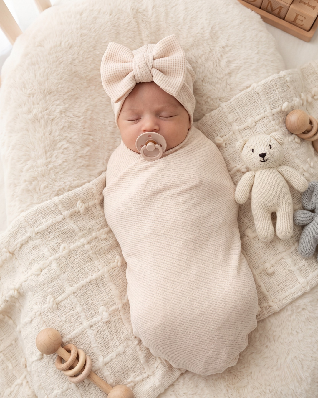 Solid Waffle Bamboo Swaddle Blanket