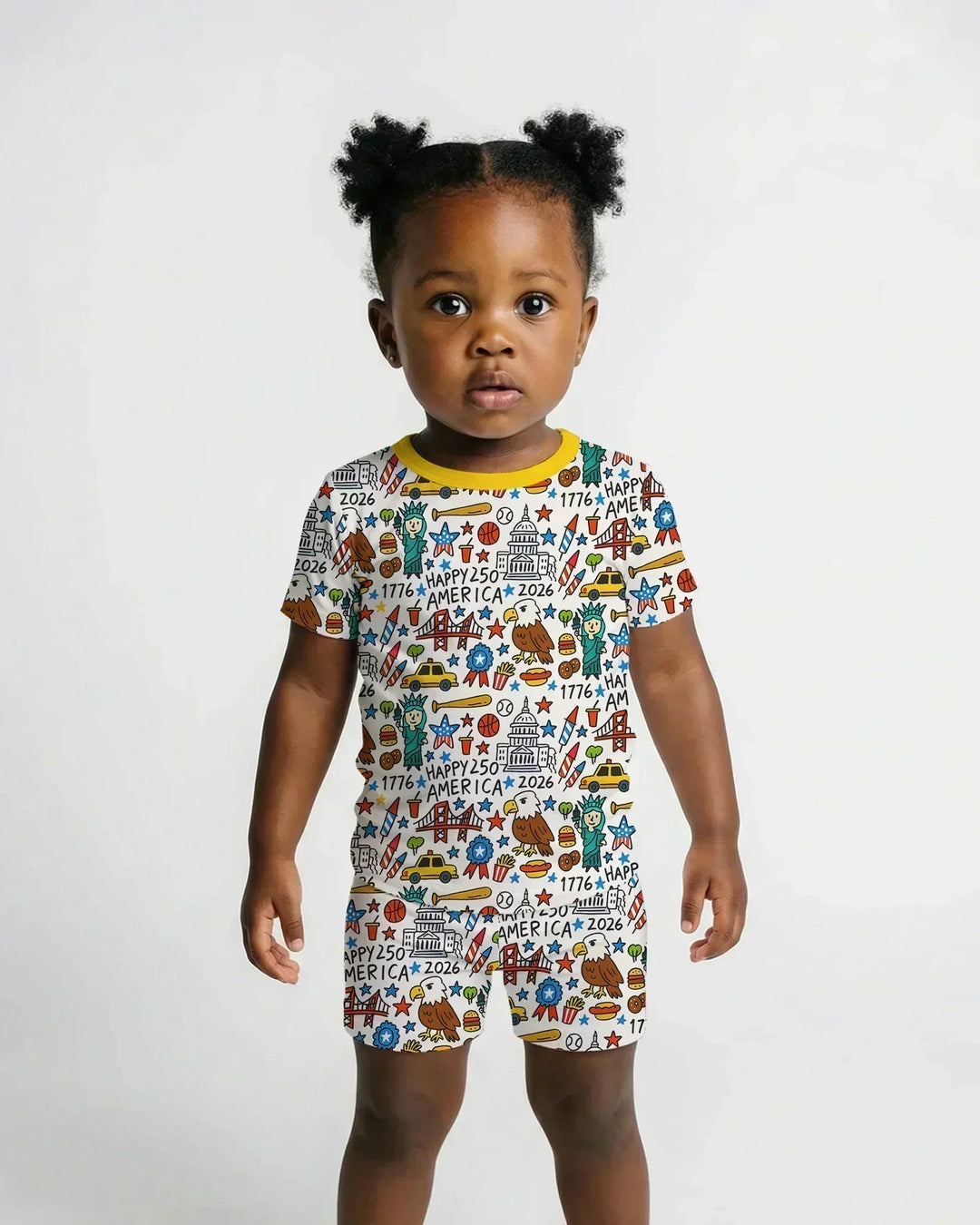 Doodle America 250th Anniversary Family Two Piece Short Sleeve Shorts Pajama Set
