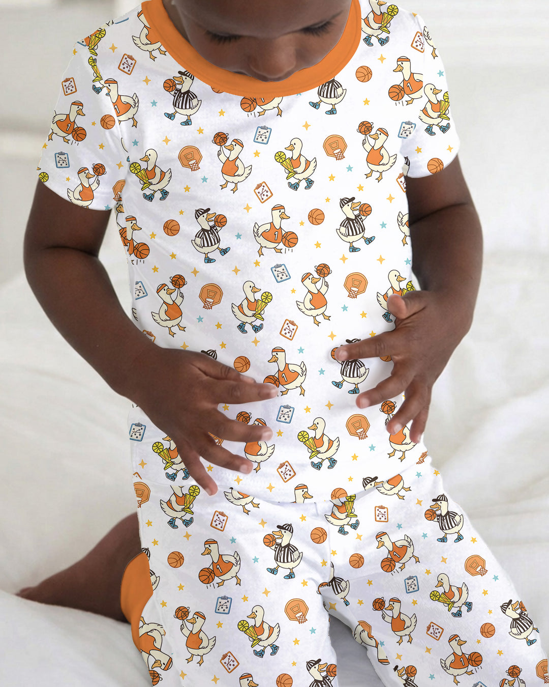 Silly Goose Playing Basketball Bamboo Two Piece Short Sleeve Pajama Set
