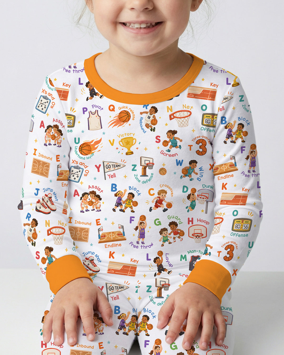 Basketball Alphabet Bamboo Two Piece Long Sleeve Pajama Set