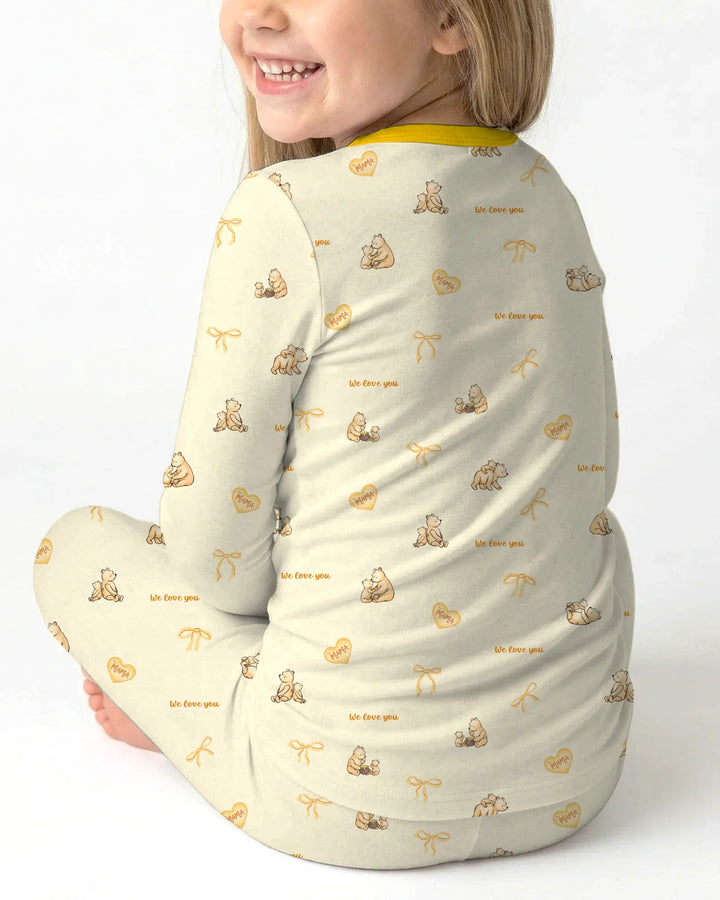 Sweat Yellow Mama Bear Two Piece Long Sleeve Pajama Set