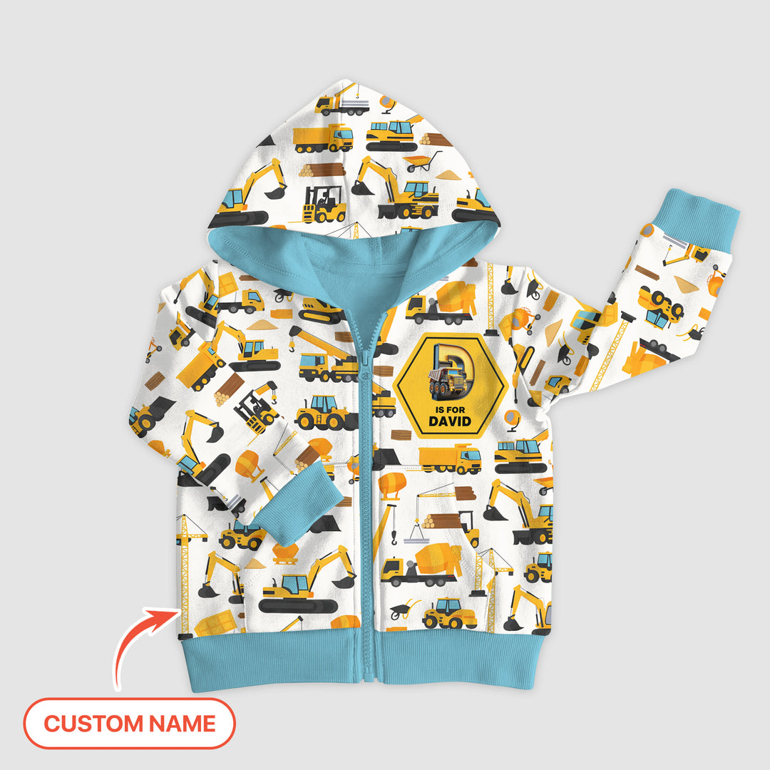 Custom Name Construction Initials Zip Hoodie