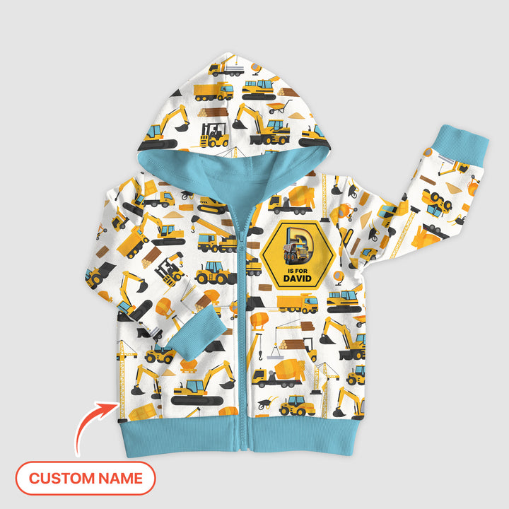 Custom Name Construction Initials Zip Hoodie