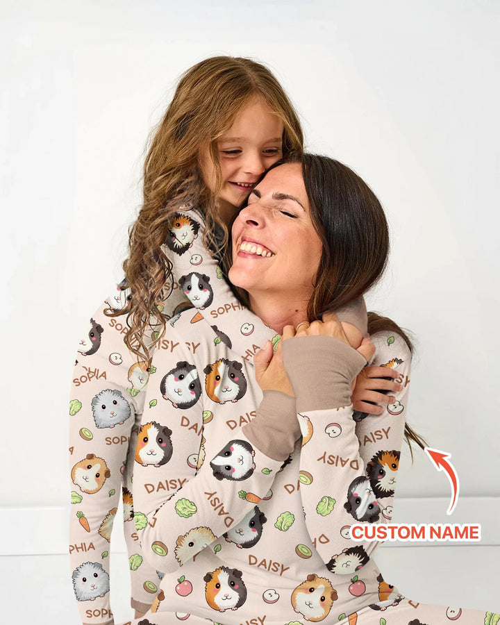 Pijama de bambú para mujer con el nombre de adorables cobayas