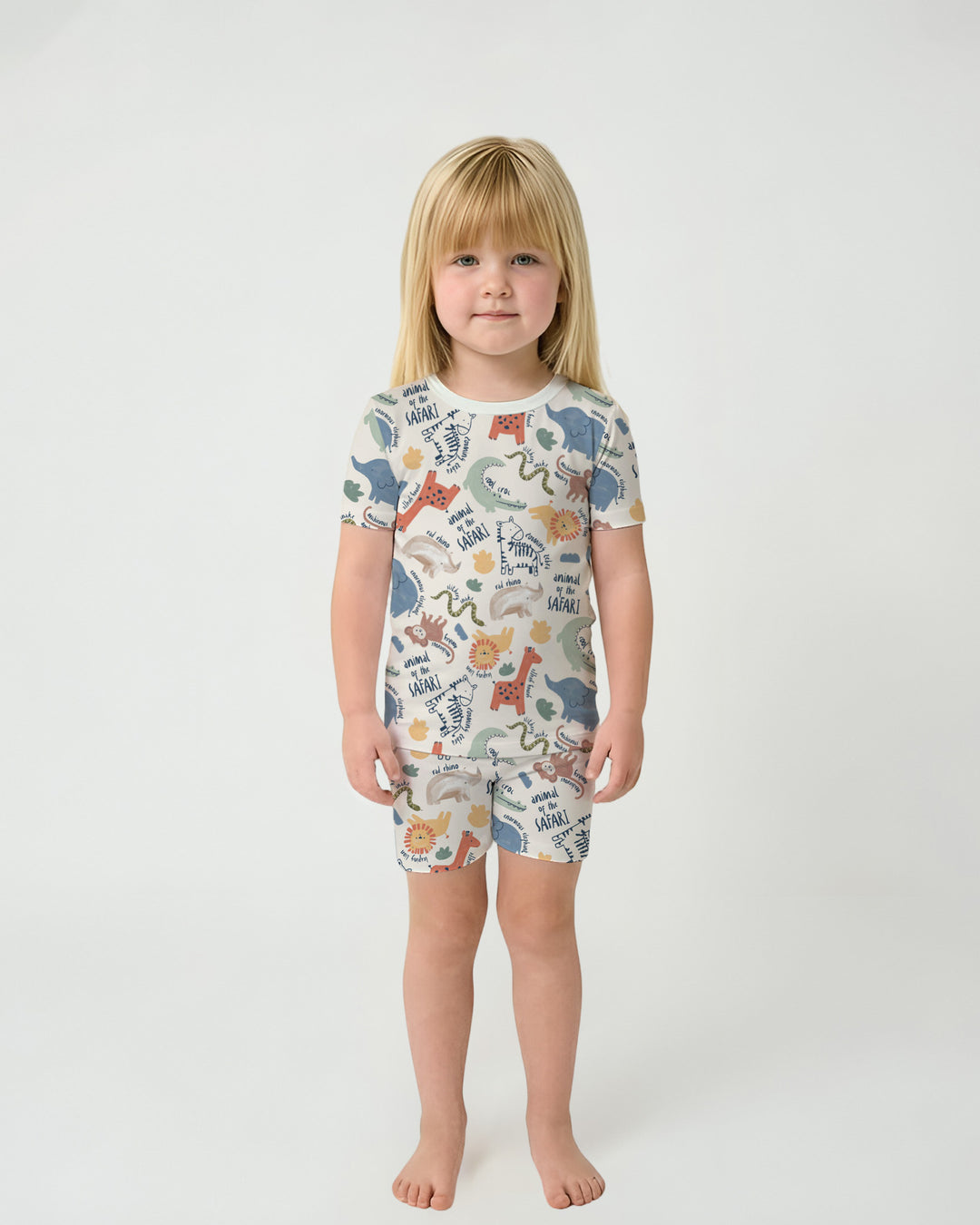 Funny African Animals Two Piece Short Sleeve Shorts Pajama Set