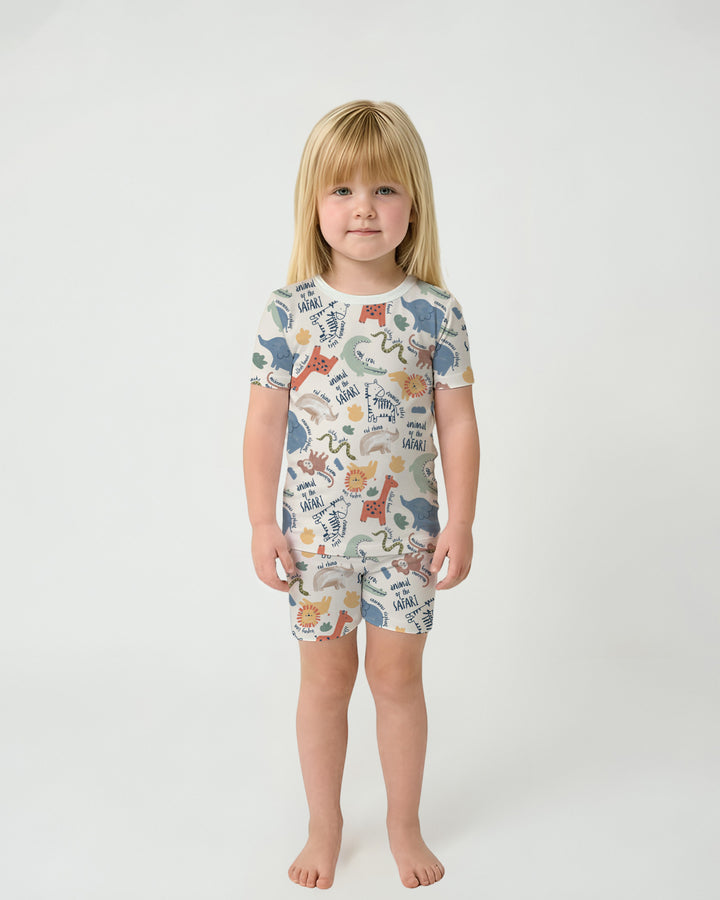 Funny African Animals Two Piece Short Sleeve Shorts Pajama Set