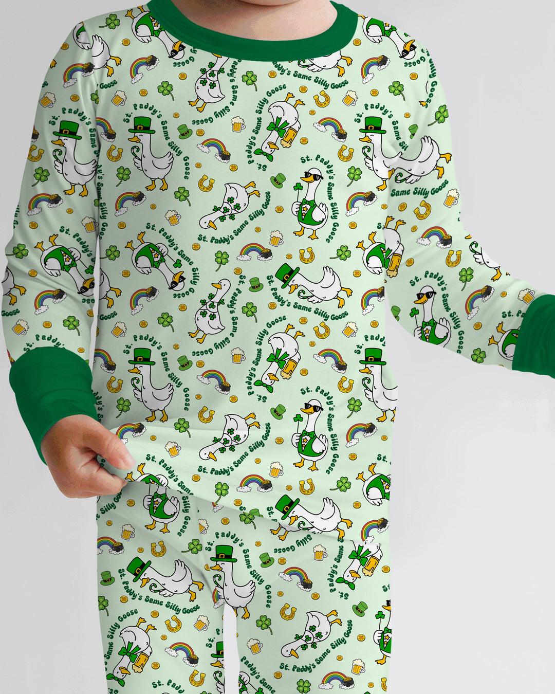 St. Patrick's Day Silly Goose Two Piece Long Sleeve Pajama Set