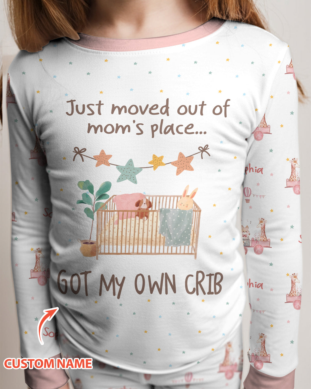 Custom Name Moved Out of My Mom's & Place Got My Own Crib Bamboo Two Piece Long Sleeve Pajama Set