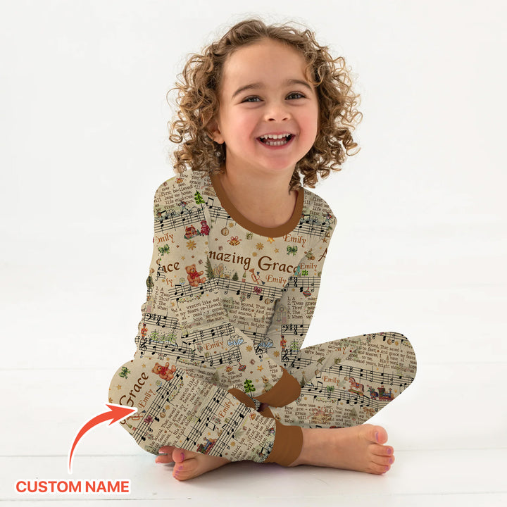 Amazing Grace Custom Name Two Piece Long Sleeve Pajama Set