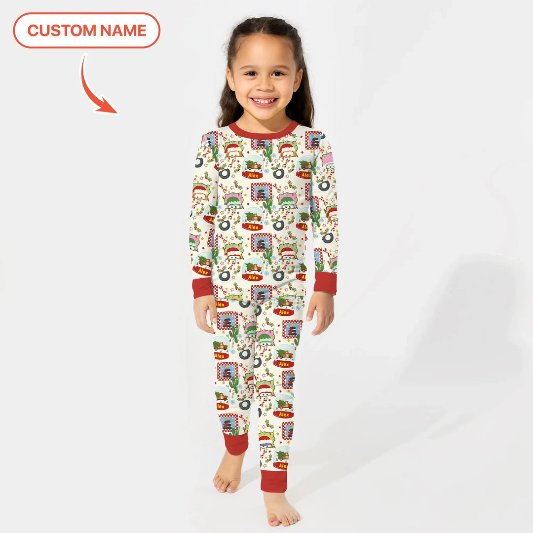 Zweiteiliges Langarm-Pyjama-Set mit Sommerfrüchten