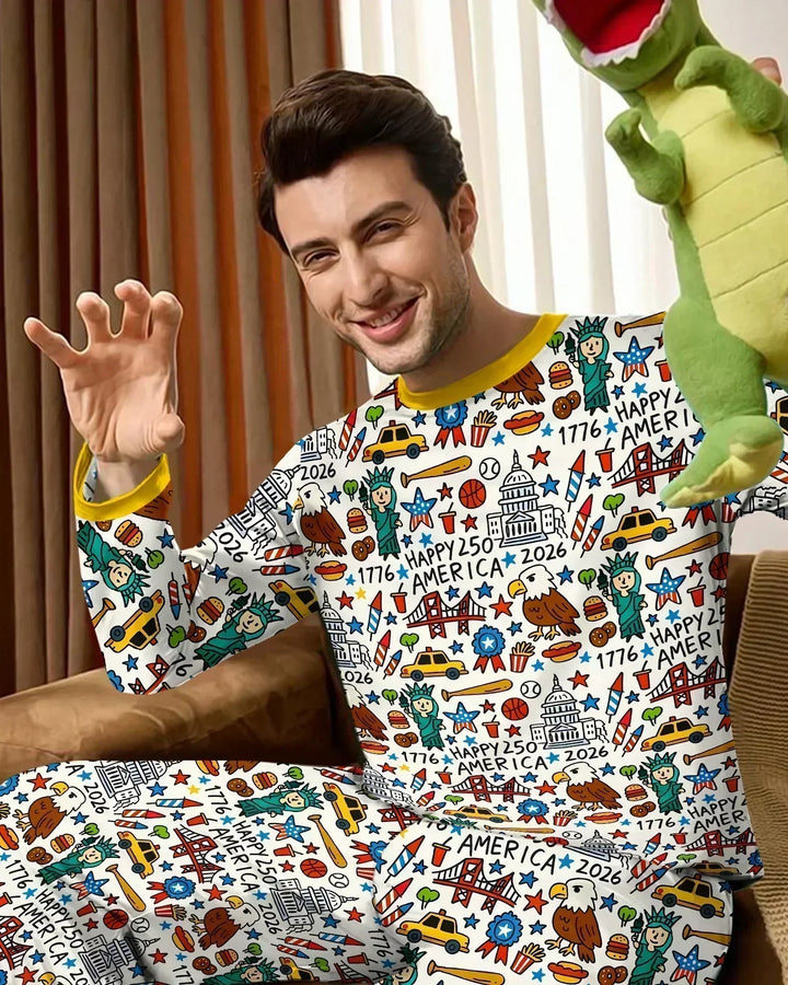 Doodle America 250th Anniversary Family Bamboo Men's Pajama Set
